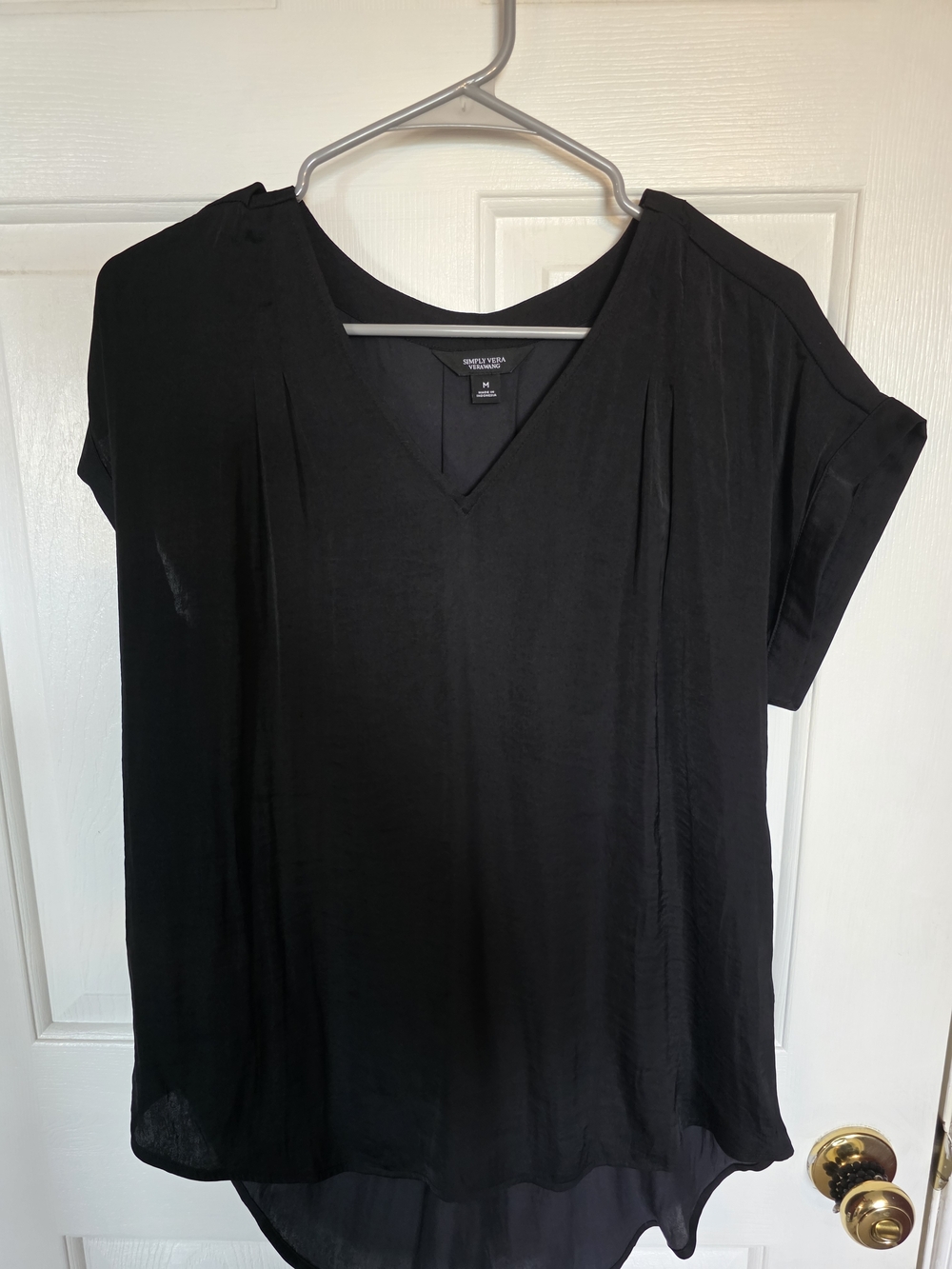 Simply Vera Vera Wang Black V-Neck Short-Sleeve Blouse